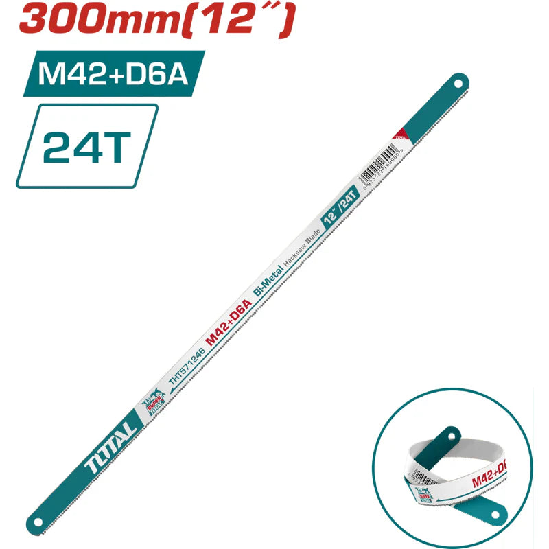 Hojas De Segueta Para Metales Bimetálica De 300 Mm (12") De Largo. Material: M42 + D6A. Total THT571246 TOTAL
