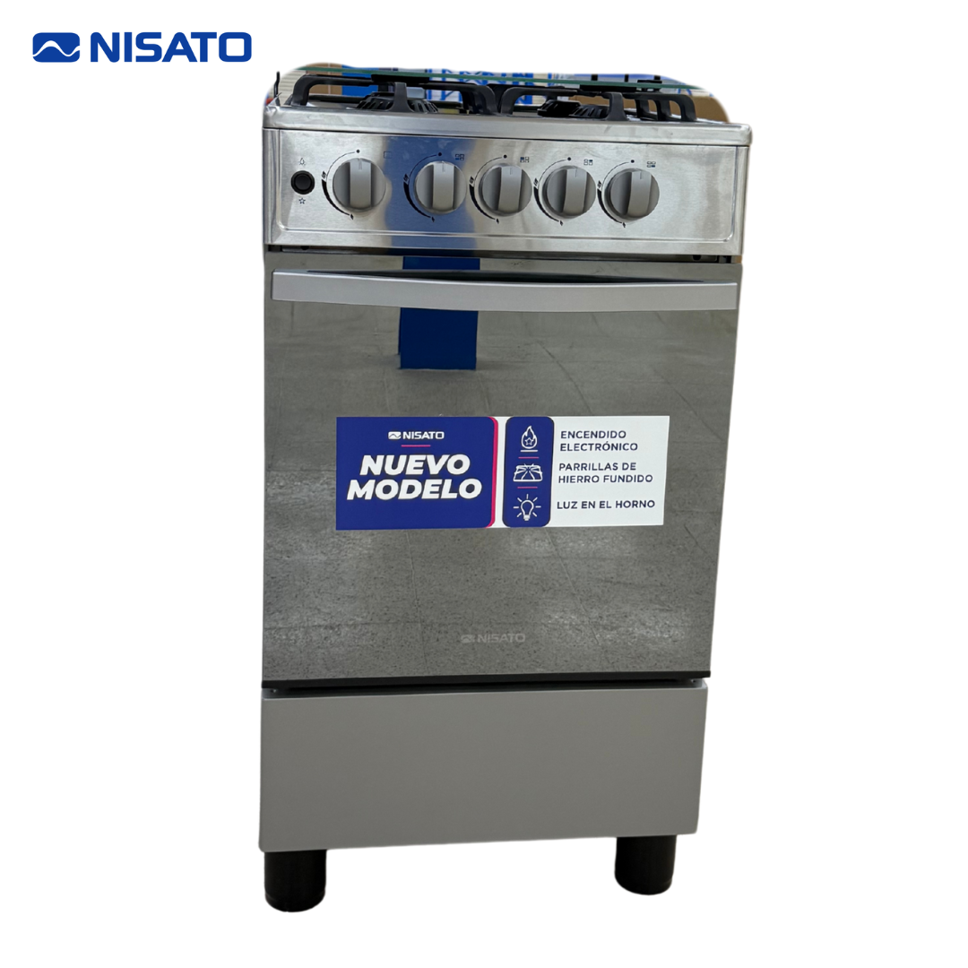Estufa con Horno de 20" 4 Quemadores en Acero Inoxidable Nisato NE-2064TELAF