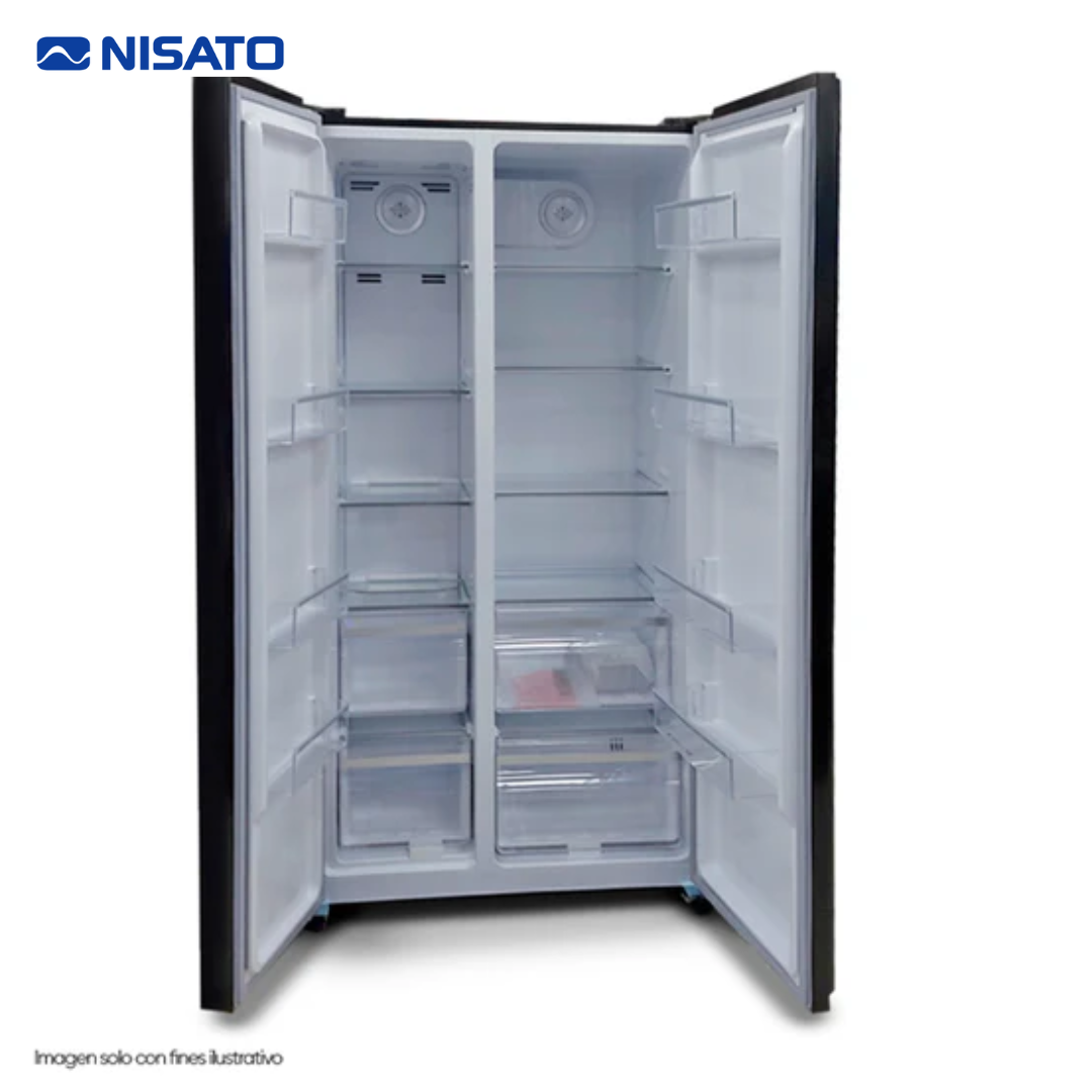 Refrigeradora Side By Side Vidrio Negro No Frost 17P3 Inverter Nisato NRF-715GSMH NISATO