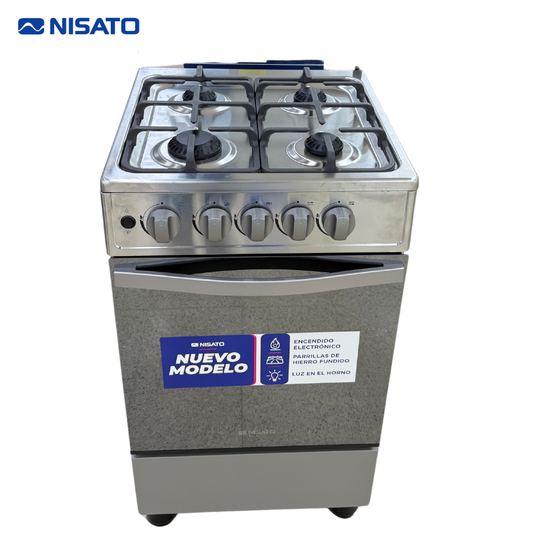 Estufa con Horno de 20" 4 Quemadores en Acero Inoxidable Nisato NE-2064TELAF NISATO