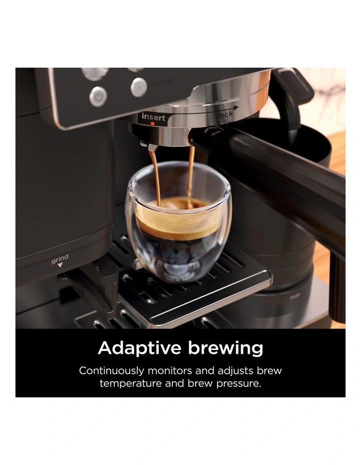 Cafetera Espresso Ninja Luxe Café Premier ES601BK 3 en 1 con Molino Integrado, Espumador Automático y Barista Assist | Acero Inoxidable Negro
