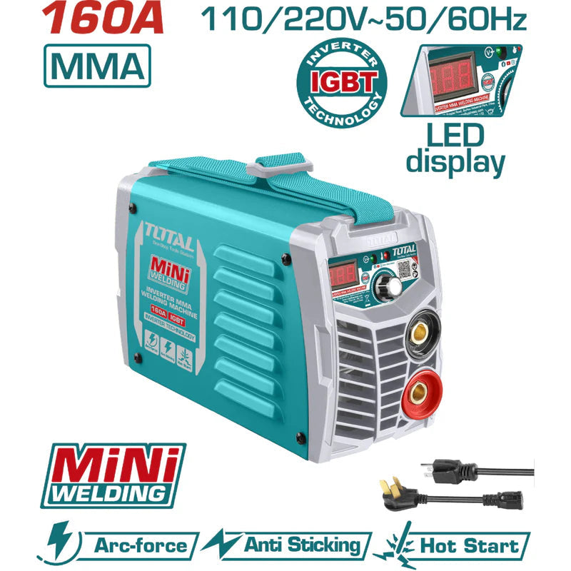Máquina De Soldar Inverter 160 AMP MMA. Voltaje De Entrada 110-120/220-240. Total UTW21606 TOTAL