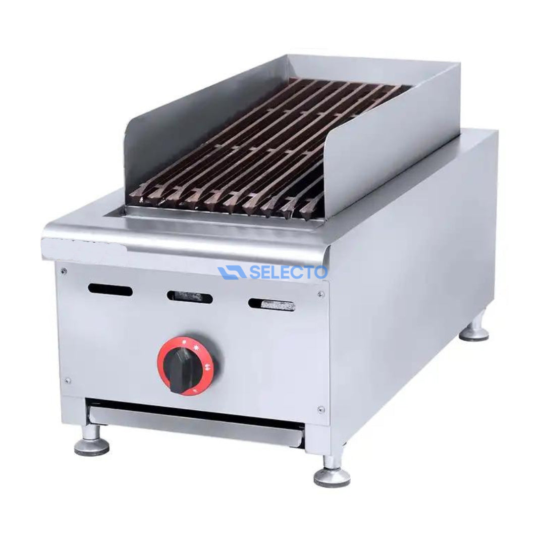 Parrilla Grill de Roca Volcánica a Gas de 1 Quemador de Acero Inoxidable 14" 360*770*460mm HGL-82 Selecto