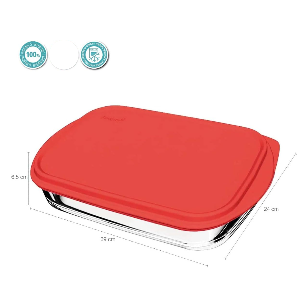 Envase Asador de Vidrio Rectangular 4L con Tapa Plástica 68220201097351 Selecto
