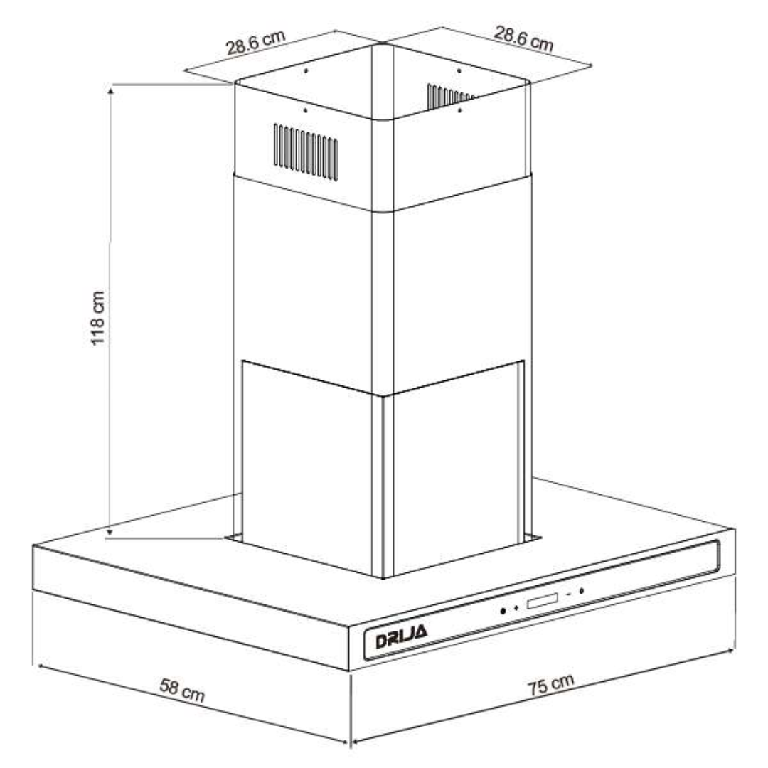 Extractor de Grasa Quadrato Isla 76 Black Drija DRIJA