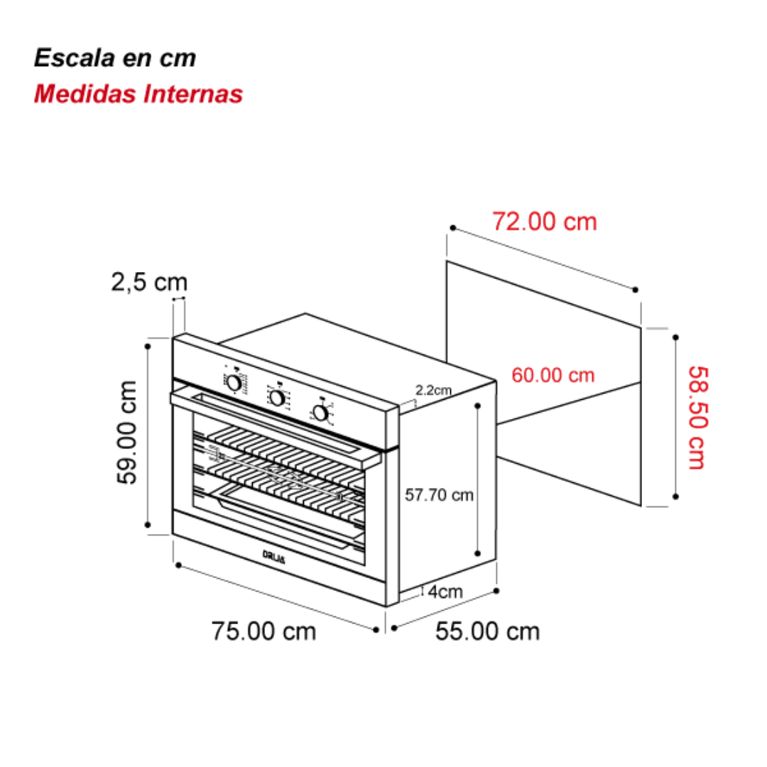 Horno Empotrable Caribe 76 Eléctrico Drija