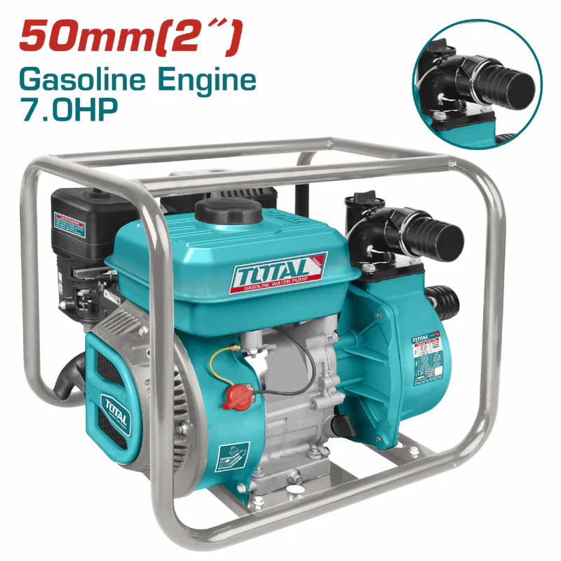 Bomba De Agua A Gasolina 7.0 HP. Diametro De Salida 50Mm (2"). Flujo Max. 550 L/Min (Lift 28M). TP3202 TOTAL