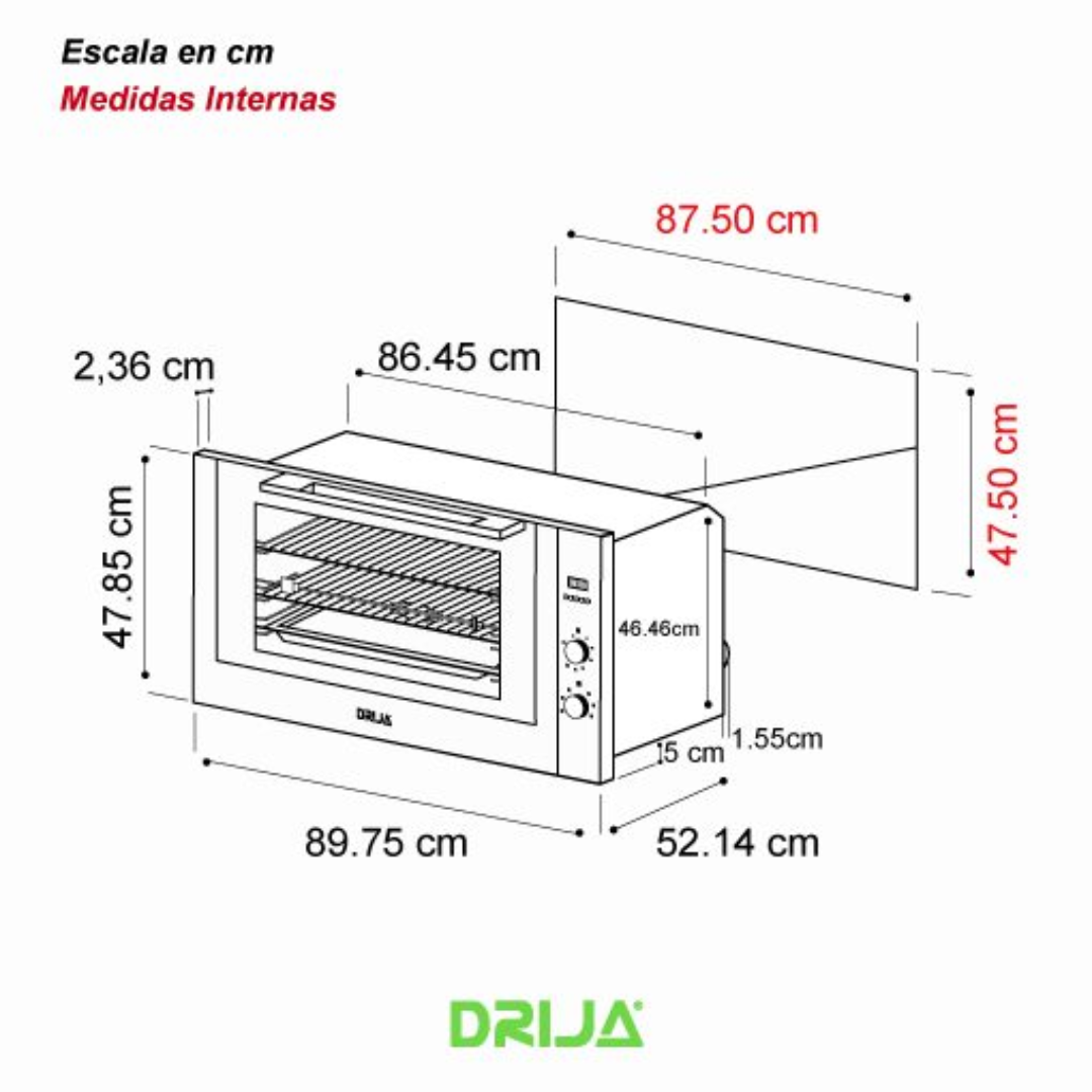 (POR PEDIDO) Horno Empotrable America 90 Eléctrico Drija