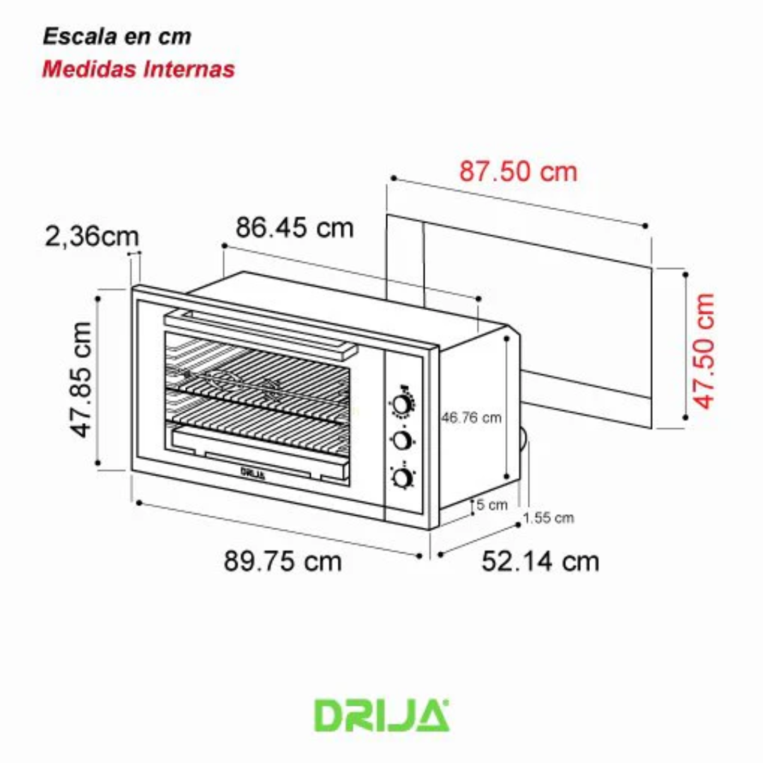 Horno Empotrable America 90 Gas Drija DRIJA