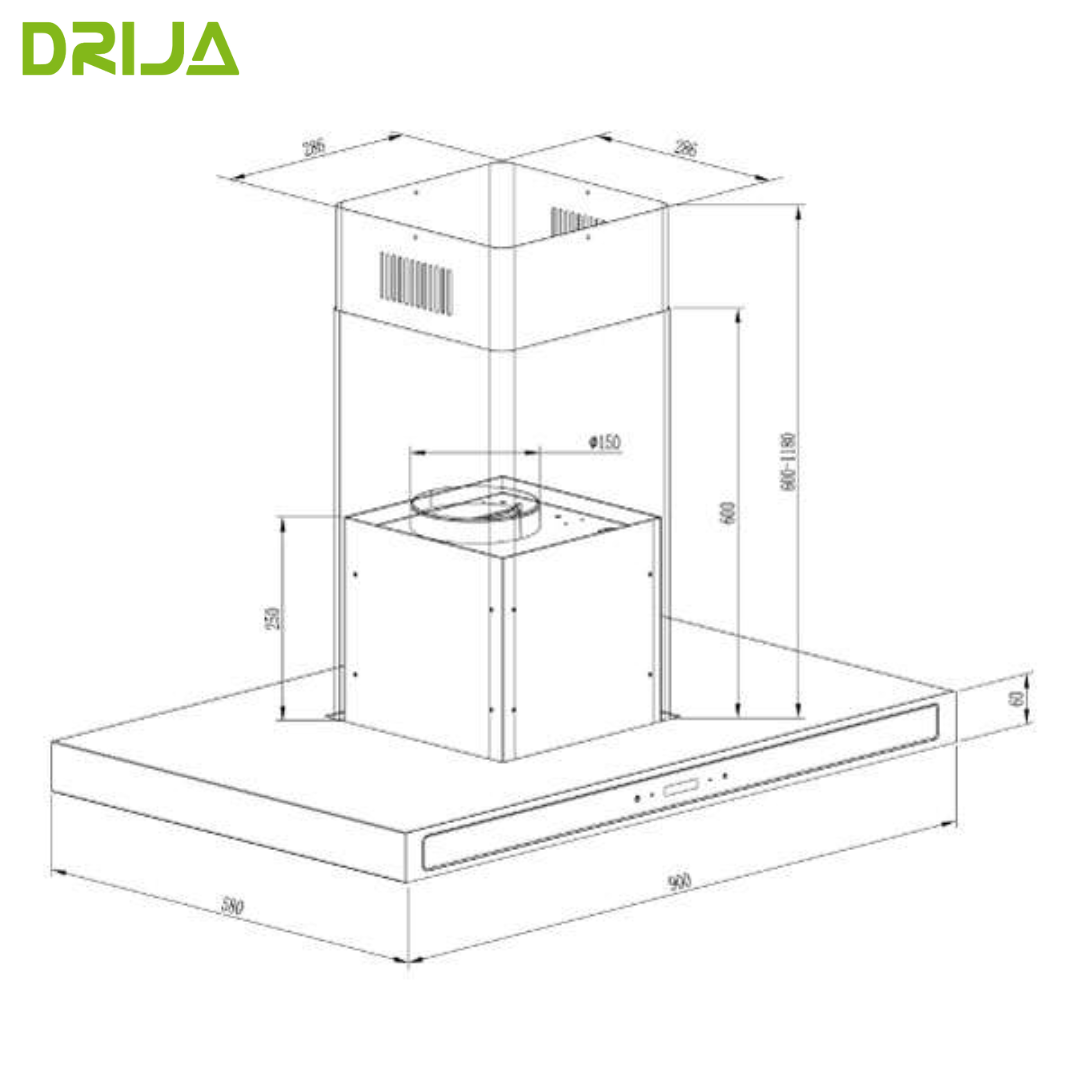 (POR PEDIDO) Extractor de Grasa QUADRATO ISLA 90 Acero Drija