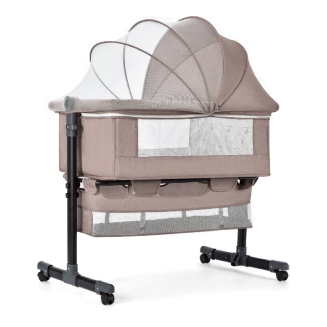 Cuna Colecho Para Bebé Multifuncional Con Ruedas. Cuna Moisés Ajustable En Altura Con Balanceo Y Antirreflujo. Cama Auxiliar Para Dormitorio. Color Beige FSK9972