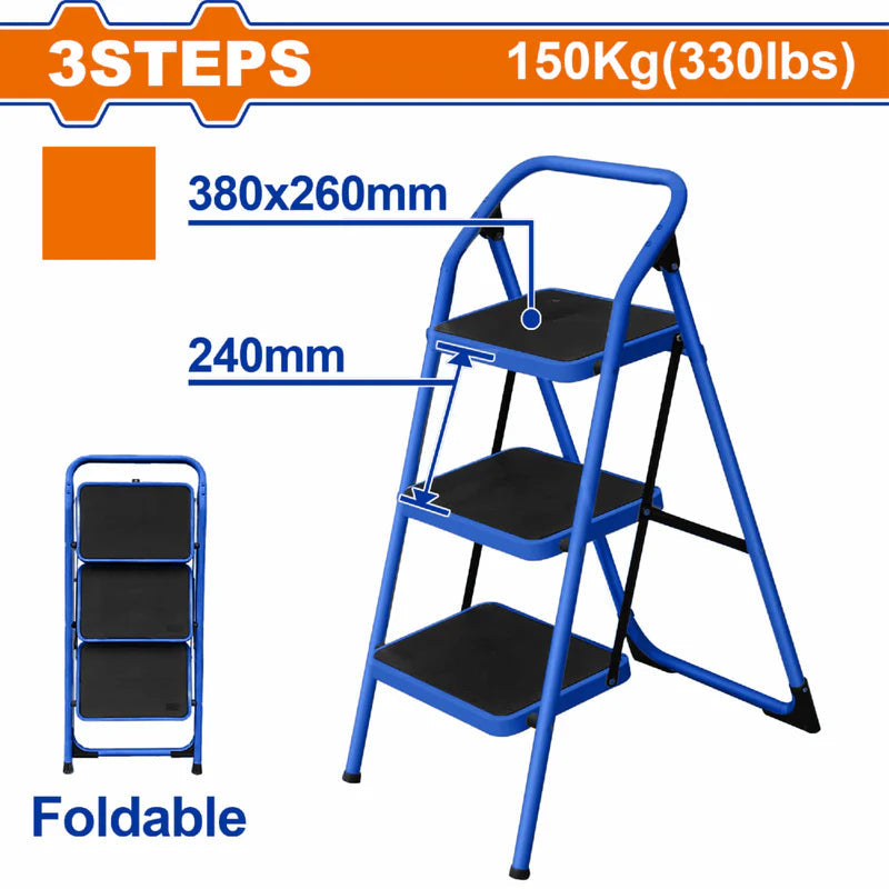Escalera Antideslizante 3 Peldaños Carga Máxima 150Kg Acero Altura Entre Peldaños 240Mm Escalera Banco WLD1A03 WADFOW