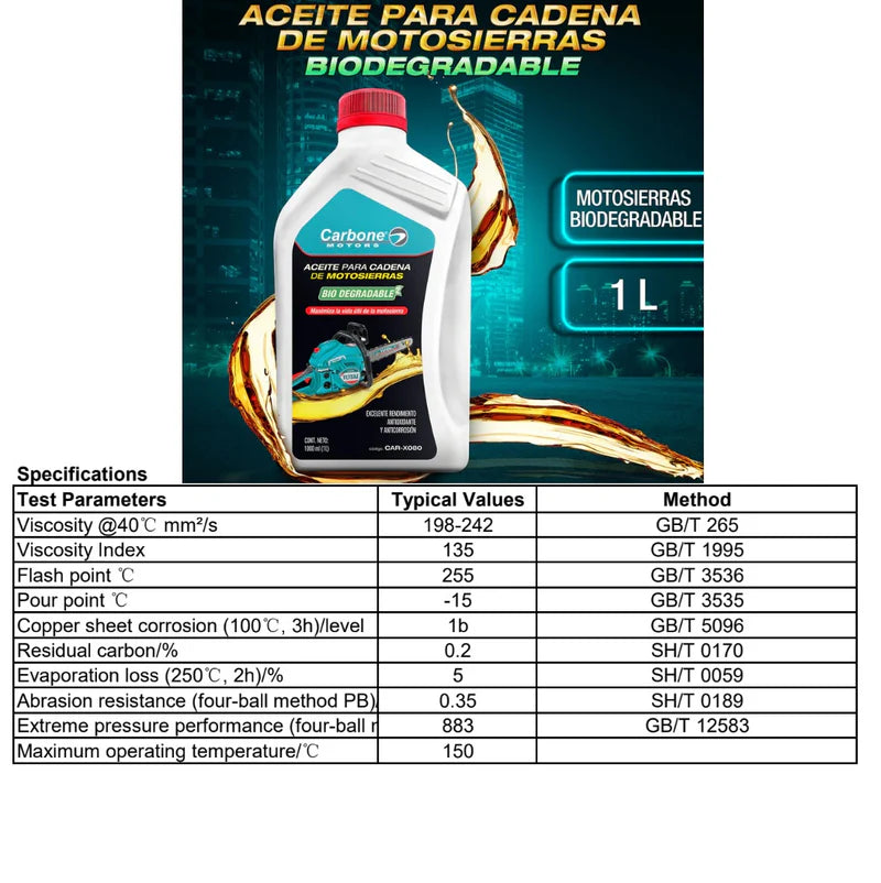 Aceite Para Cadena De Motosierras Biodegradable 1 Litro CARBONE CAR-X080