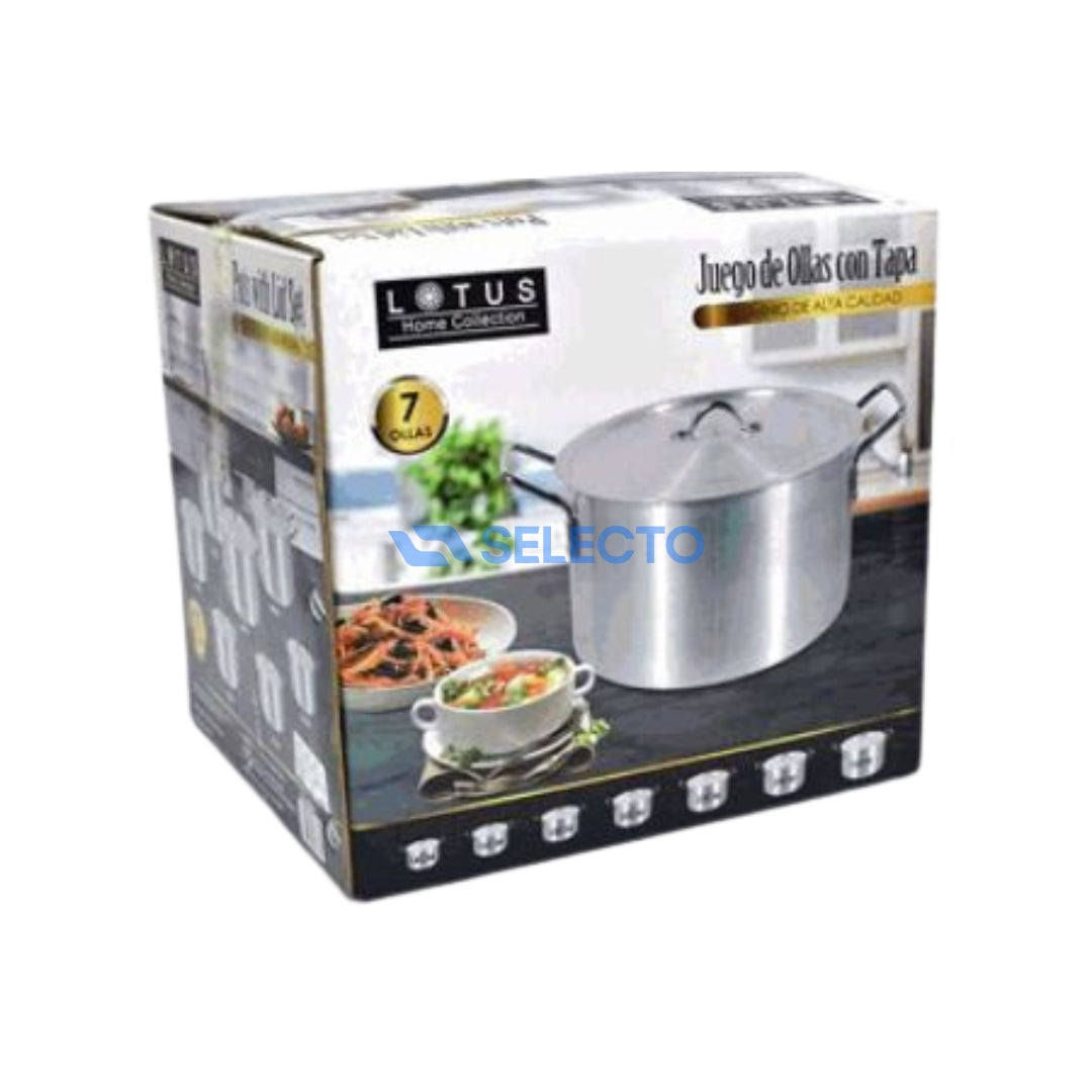 Set de Ollas de Aluminio de 7 Piezas Lotus FG-818-1