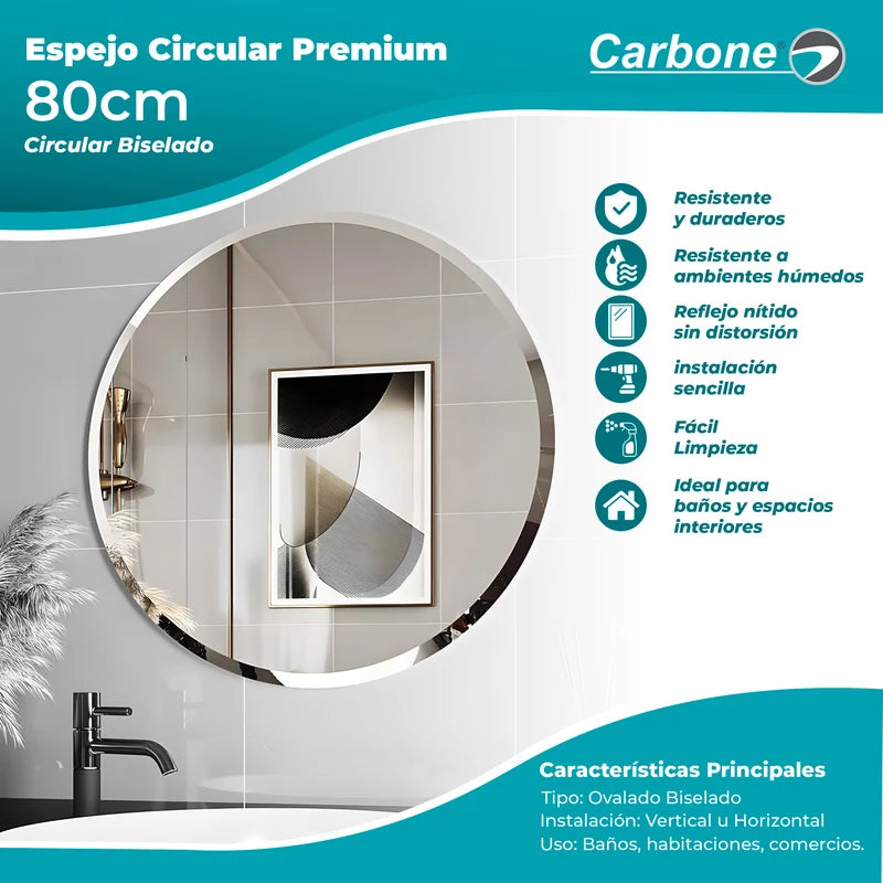 Espejo Biselado Circular Diametro 80 Cm GMIRROR26