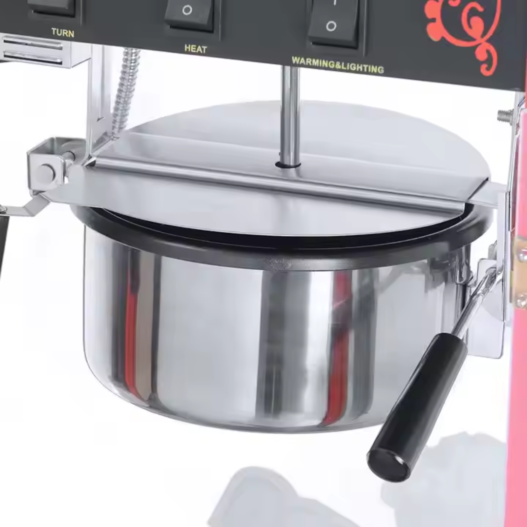 Máquina de Popcorn 6oz 2en1 con Vitrina Calentadora Millo. Palomitas. de 4 Niveles HW-P8 Millo. Palomita de Maíz.