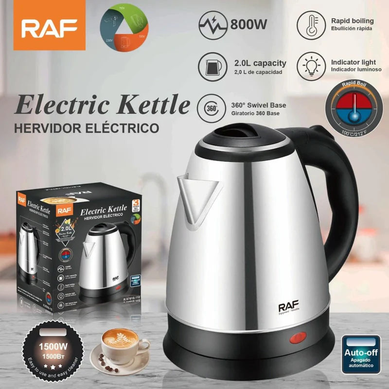 Hervidor Eléctrico 800W 2L Con Apagado Automático Y Base Giratoria 110V /60Hz. Tetera Eléctrica. R.97816-110 RAF