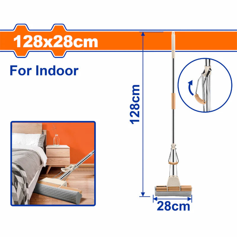 Trapeador Mopa De Poliuretano Para Interiores 128X28cm Con Escurridor. Mopa Para Pisos Interiores. WMMP6102 WADFOW
