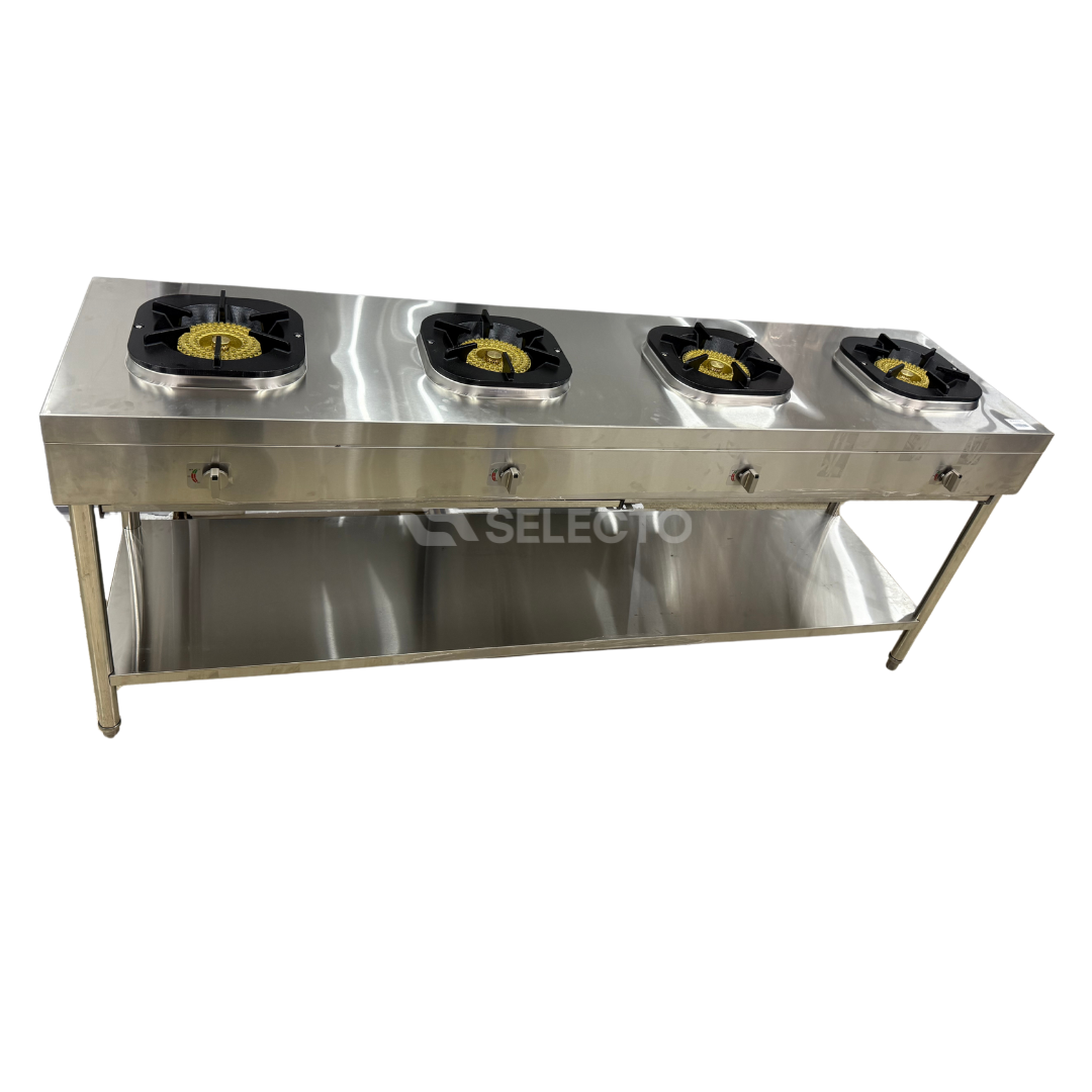 Estufa Industrial Comercial de Acero Inoxidable de 4 Quemadores de Hierro Colado a Gas FS-2000G Selecto