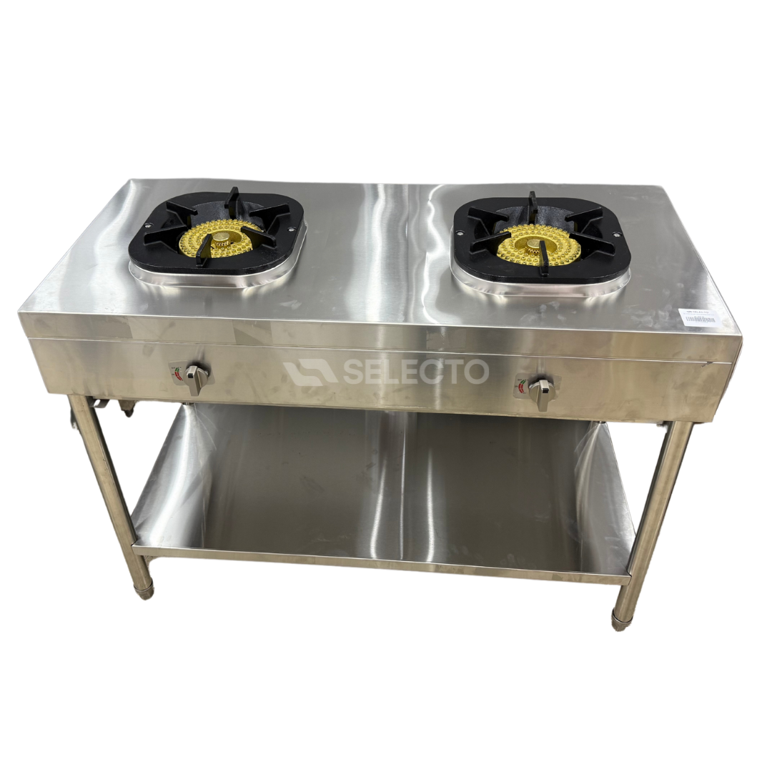 Estufa Industrial Comercial de Acero Inoxidable de 2 Quemadores de Hierro Colado a Gas FS-1100G Selecto