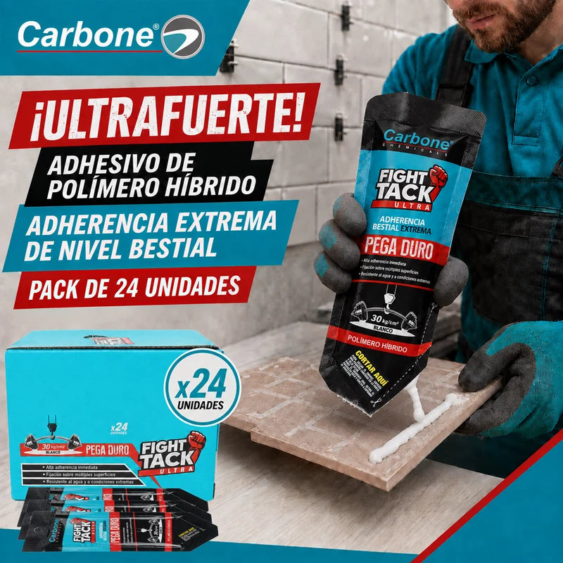 High Tack Carbone Fight Ultra Blanco, Agarre Inicial Inmediato 30Kg/Cm², Alta Viscosidad 30G Sobre HG-T7