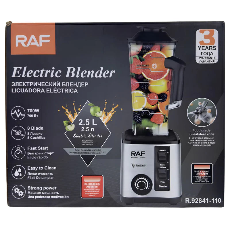 Licuadora Eléctrica De 700W 110V. Vaso De 2.5 Litros Con 8 Cuchillas De Acero. Potente Y Rápida. .92841-110