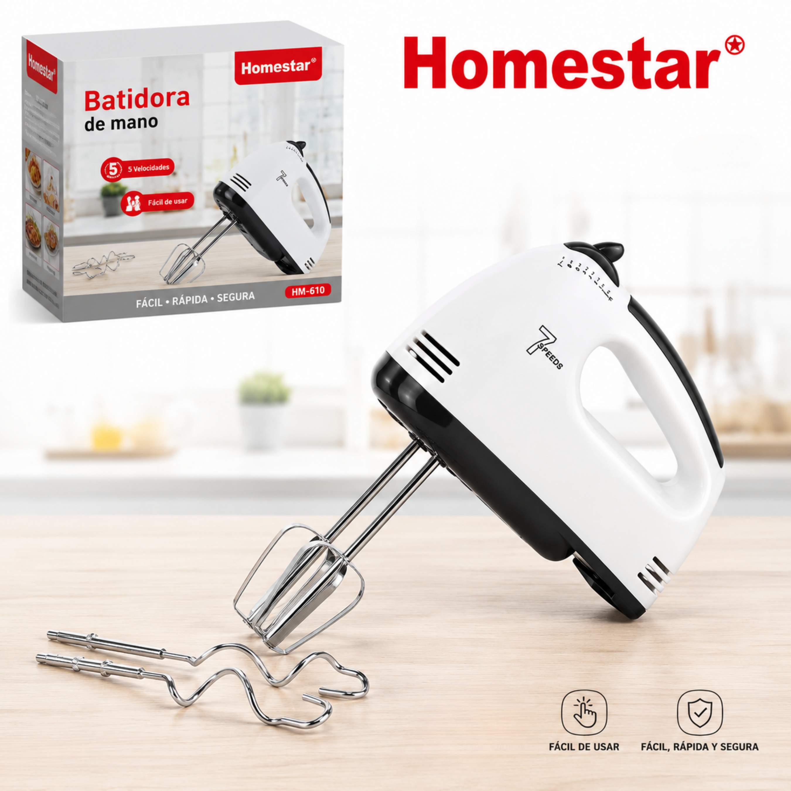 Batidora de Mano Eléctrica Homestar HM-610