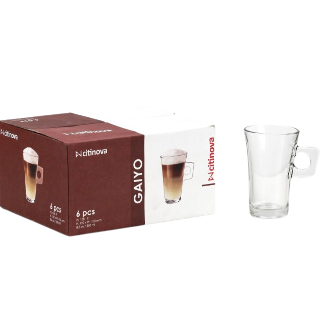 Set de 6 Vaso de Vidrio 8.8oz Gaiyo PJ-138-9