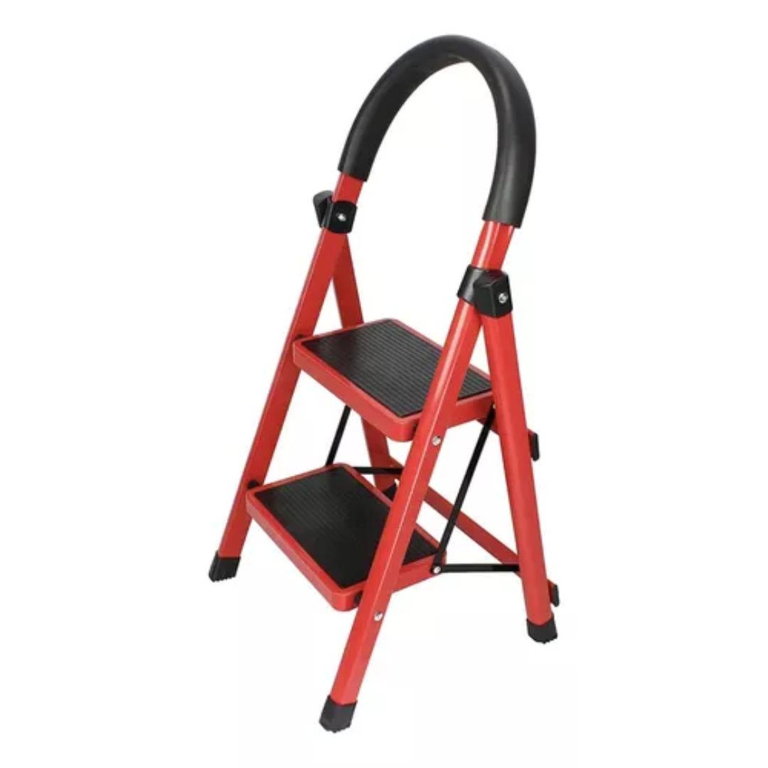 Escalera Plegable de 2 Escalones Rojo y Gris XT-2TD