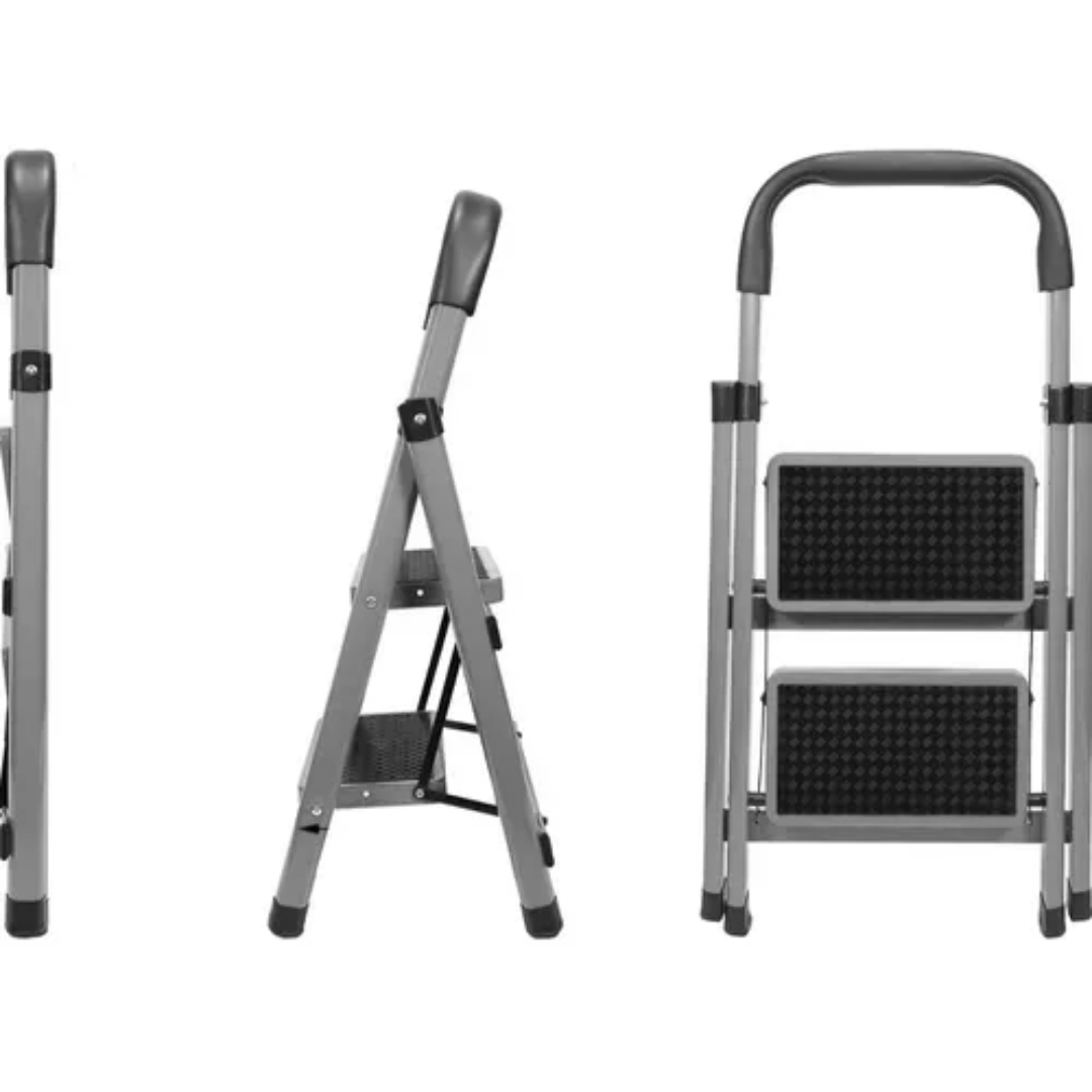 Escalera Plegable de 2 Escalones Rojo y Gris XT-2TD