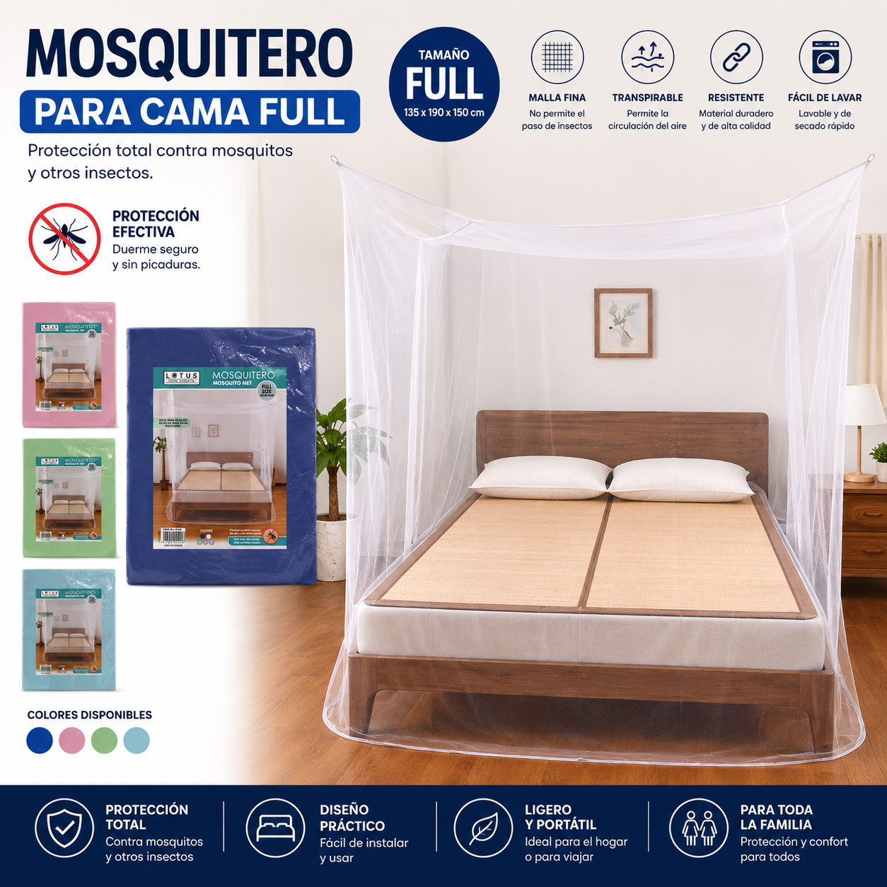 Mosquitero para Camas Full Rectangular R-09 Mosquito.
