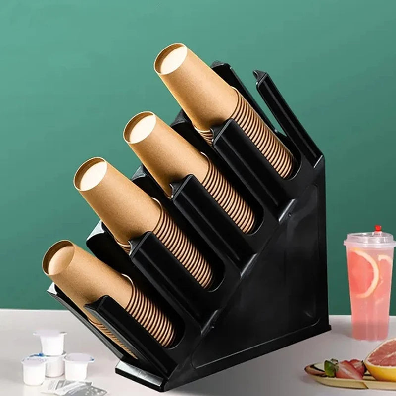 Organizador de Vasos Plásticos de 4 Compartimientos Negro HVB-B3001 Dispensador de vasos. Selecto