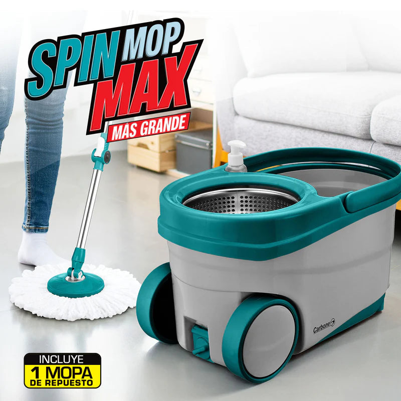 Trapeador Spin & Mop Max Con Tina Giratoria Inoxidable De 9 Litros AN36 CARBONE