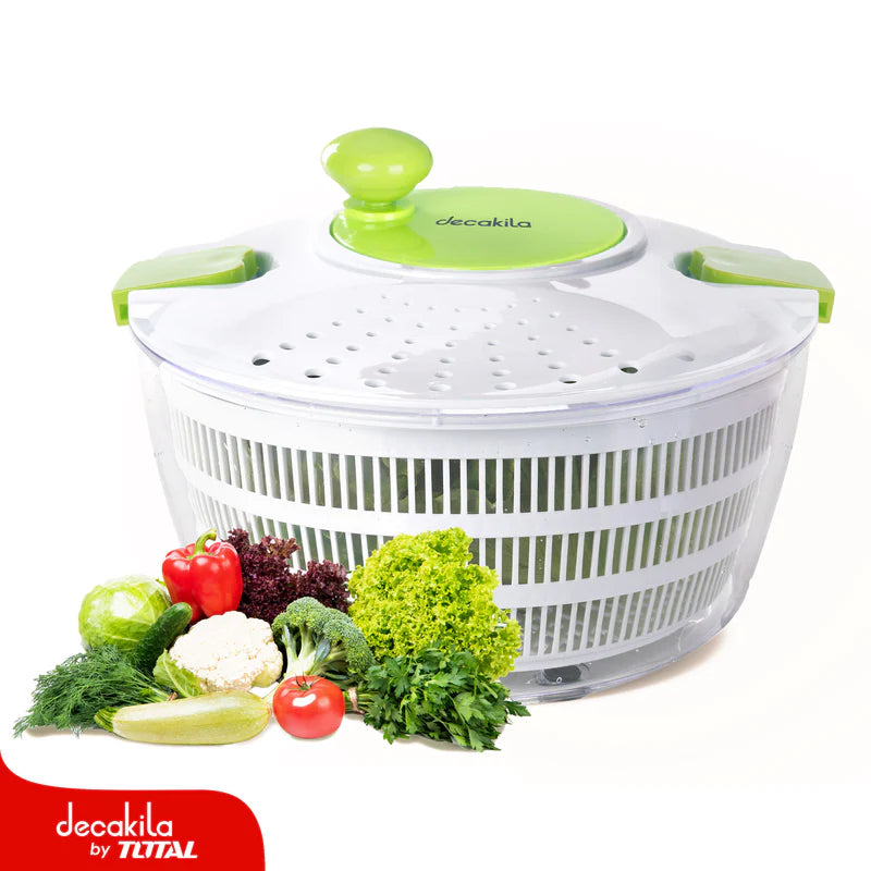 Centrifugador ENSALADAS Vegetales 4L Fácil De Limpiar. Con Manivela Para Escurrir. Escurridor Secador Spinner Decakila KMTT088W DECAKILA