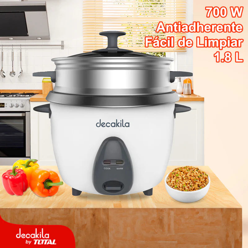 Olla Arrocera 700W 1.8L Rinde 10 Tazas. Incluye Accesorios. Decakila KUER034W