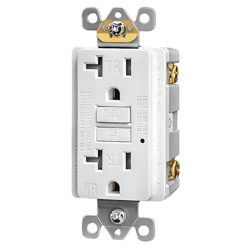 Tomacorriente Doble GFCI 20A 125V A Prueba De Agua Y Sobrecargas. Enchufe Eléctrico De Seguridad Con Reset Y Test. TU224