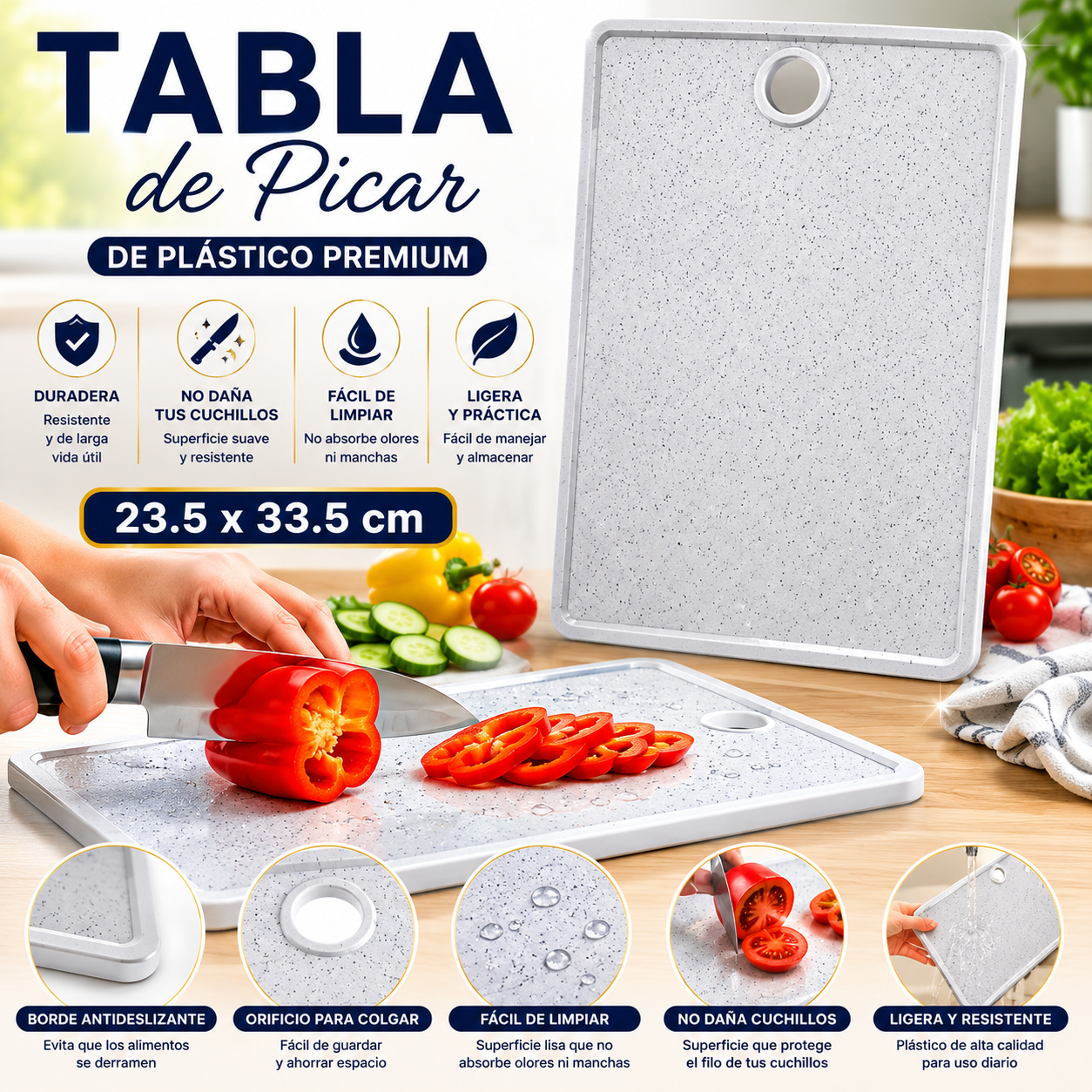 Tabla de Picar de Plástico 33.5x23.5cm 41352