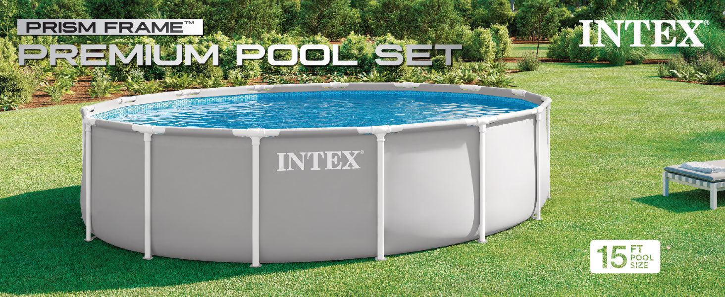Piscina Redonda Desmontable de Tubo 15 pies x 42" Incluye Filtro y Escalera Intex 26723EP INTEX
