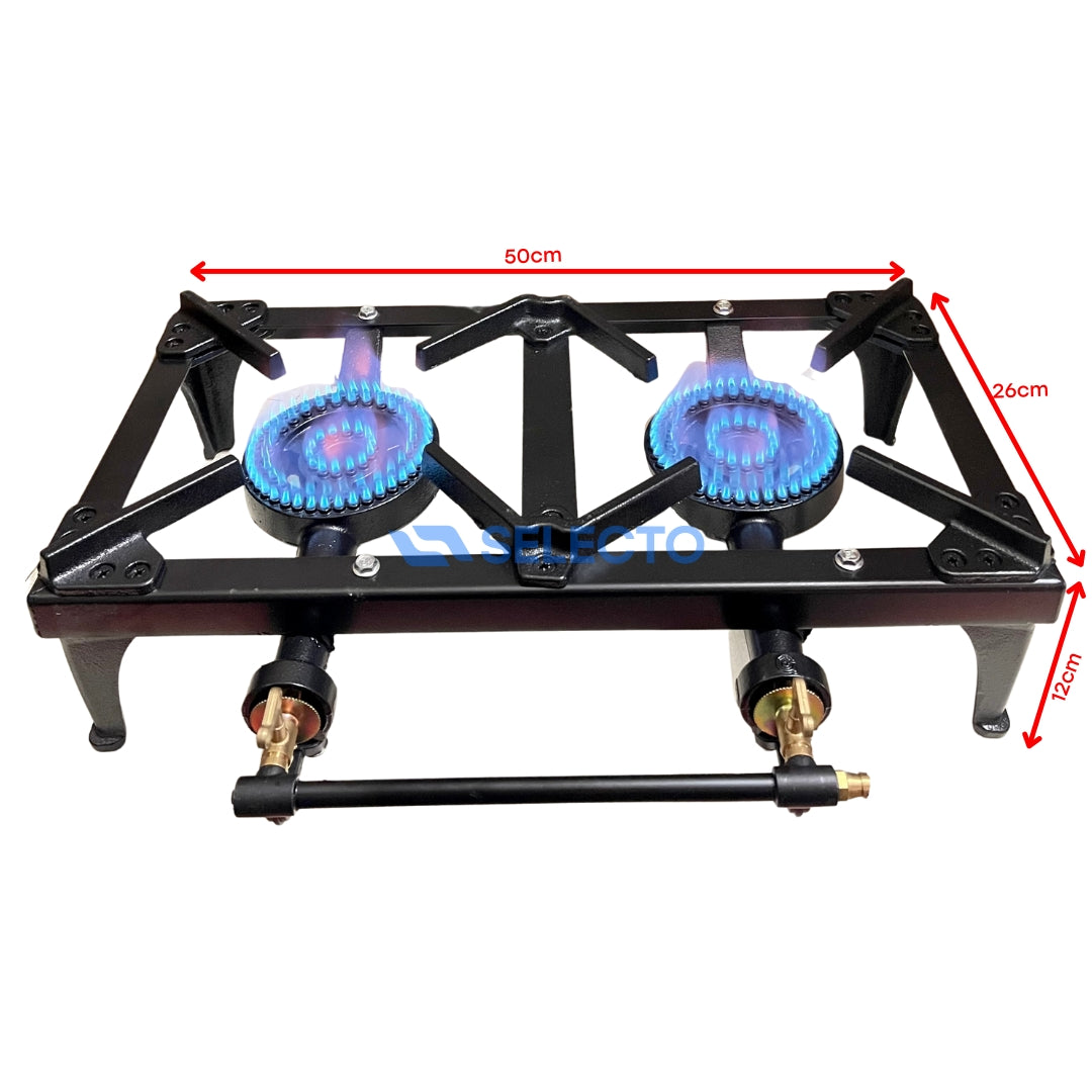 Reverbero de 2 Quemadores de Hierro Reforzado a Gas Estufa.