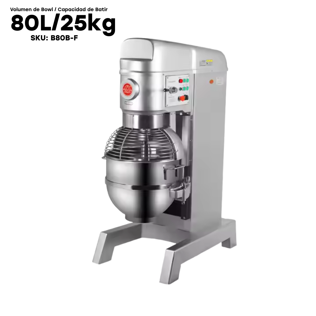 Batidora Industrial de Pedestal 80L Volumen / 25kg Capacidad Potencia 3300W B80B-F