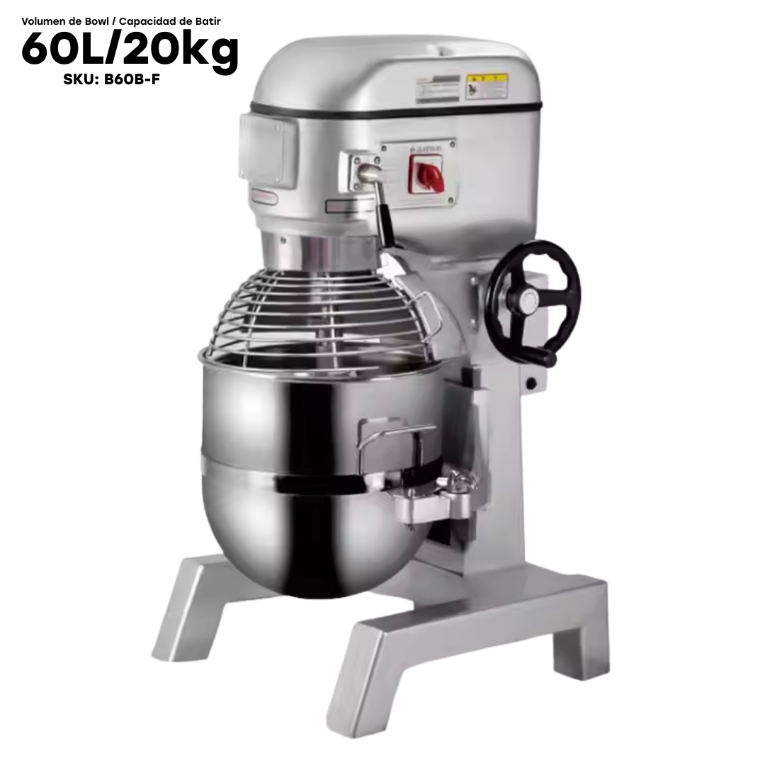 Batidora Industrial de Pedestal 60L Volumen / 20kg Capacidad Potencia 2500W B60B-F
