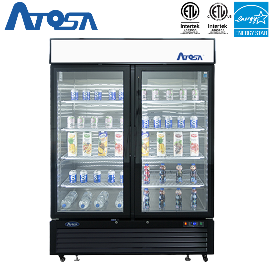 (PP) Vitrina Refrigerador Exhibidor 2 Puertas de Vidrio 43.8p3 Atosa MCF8716GR Freezer. Atosa