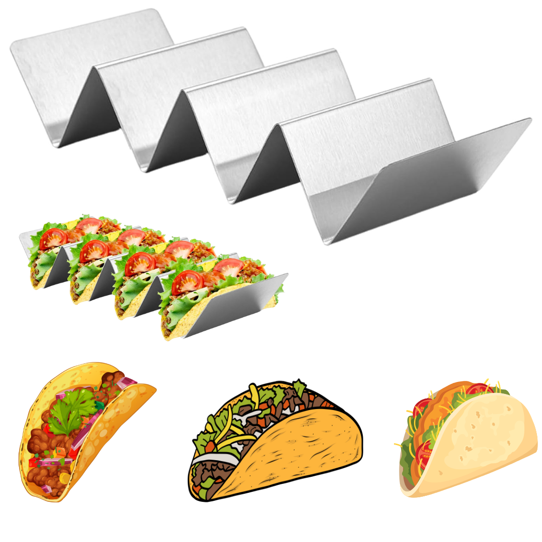 Soporte para Tacos 4 Compartimientos de Acero Inoxidable 500703 Selecto
