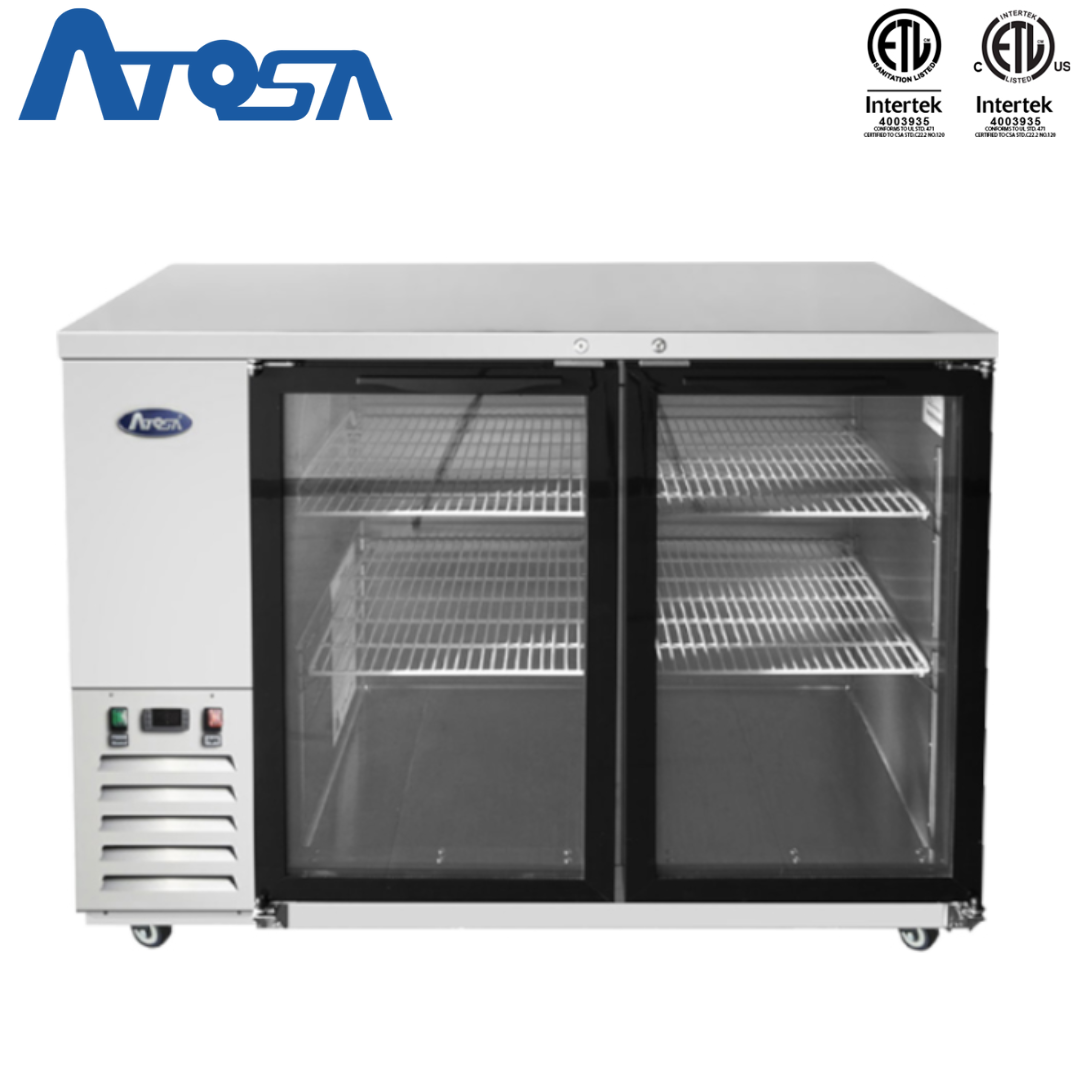 Refrigerador de Barra Trasera 48" Acero Inoxidalbe con Puertas de Vidrio Atosa SBB48GGR Bar. Atosa