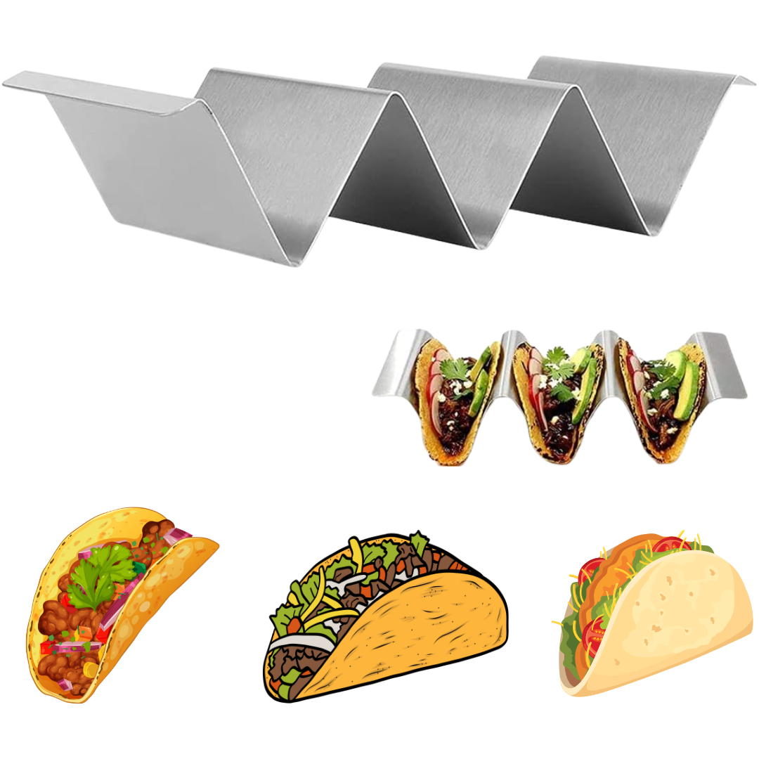 Soporte para Tacos 3 Compartimientos de Acero Inoxidable 500702 Selecto