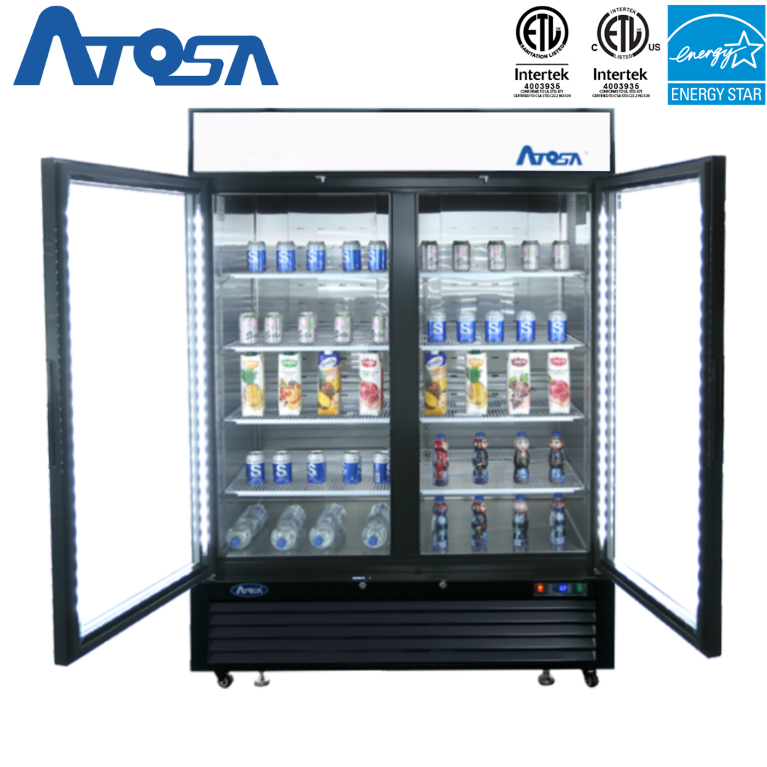 (PP) Vitrina Refrigerador Exhibidor 2 Puertas de Vidrio 43.8p3 Atosa MCF8716GR Freezer. Atosa