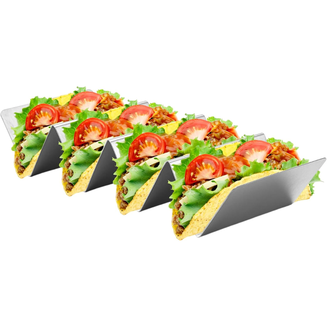 Soporte para Tacos 4 Compartimientos de Acero Inoxidable 500703 Selecto
