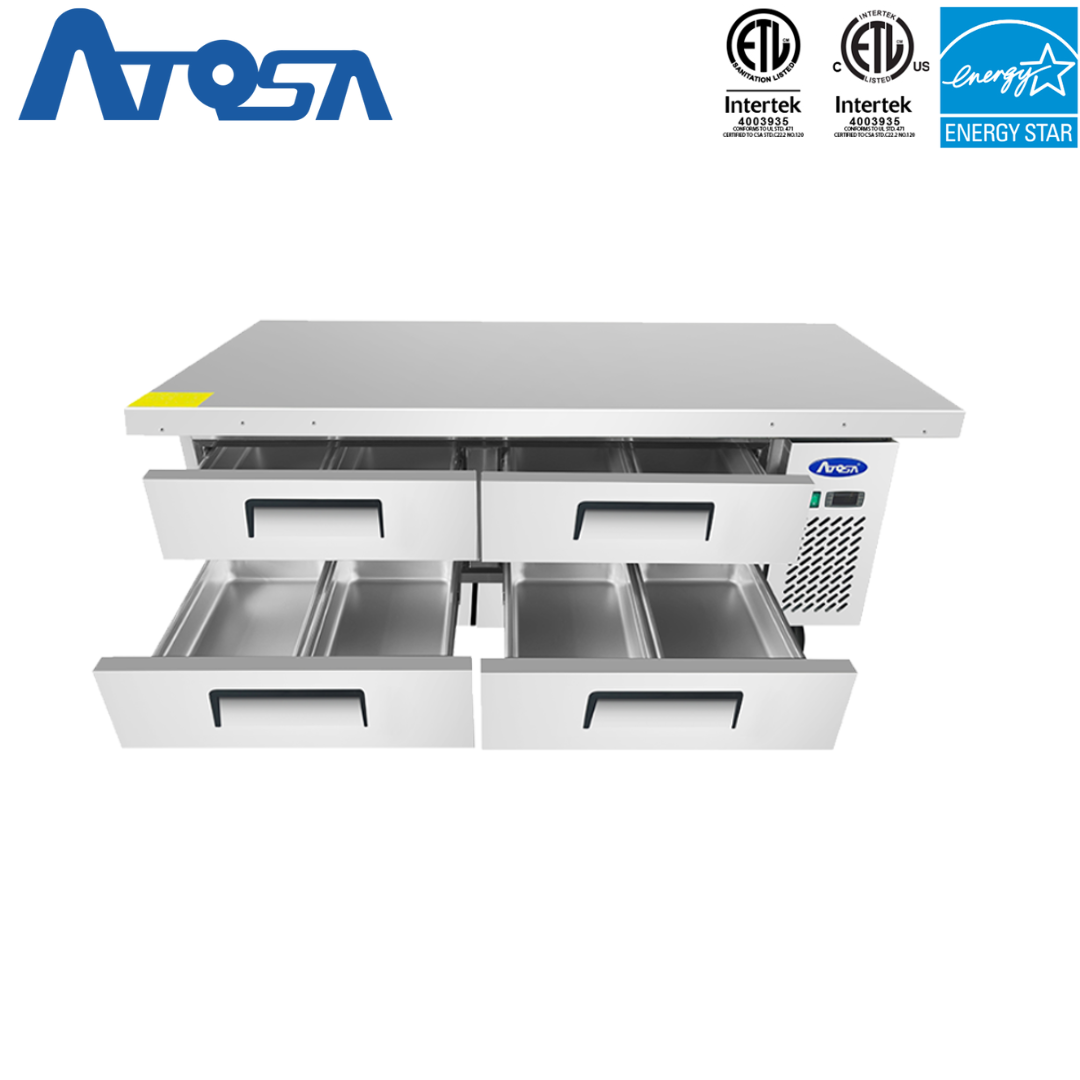 (PP) Base de Chef Refrigerada 76"/193cm 4 Gaveteros en Acero Inoxidable Atosa MGF8454GR Atosa