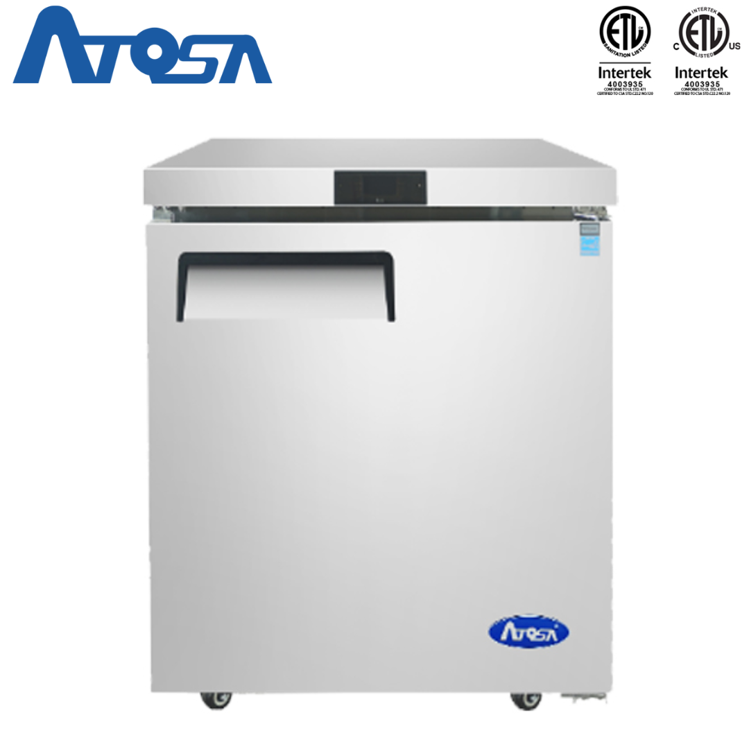Congelador Bajo Encimera de 27" 1 Puerta Acero Inoxidable Atosa MGF8405GR Undercounter Congelador. Mesa Congelador.