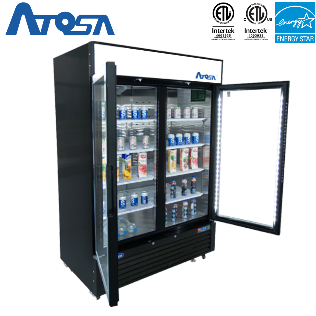 (PP) Vitrina Refrigerador Exhibidor 2 Puertas de Vidrio 43.8p3 Atosa MCF8716GR Freezer. Atosa